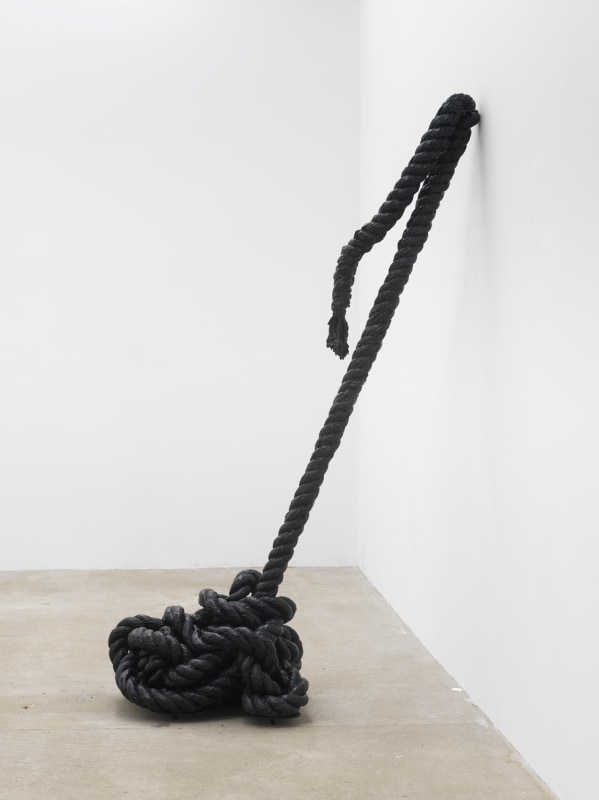 Carla Edwards, &quot;Don't Be Here When I Get Back&quot;, 2025, steel, rope, encaustic, pigment, flexible neon , 70 x 43 x 23 in (177.8 x 109.2 x x 58.4 cm)
