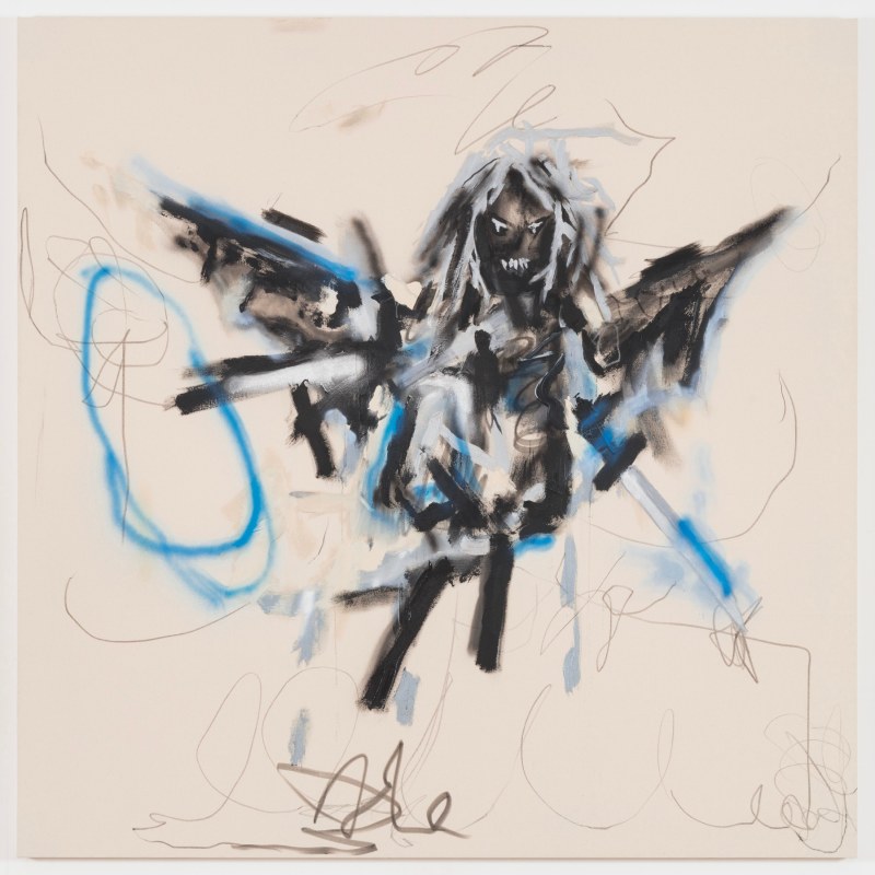 Robert Nava, &quot;Time Angel,&quot; 2019, acrylic and grease pencil on canvas, 73 x 68 in (185.4 x 172.7 cm)