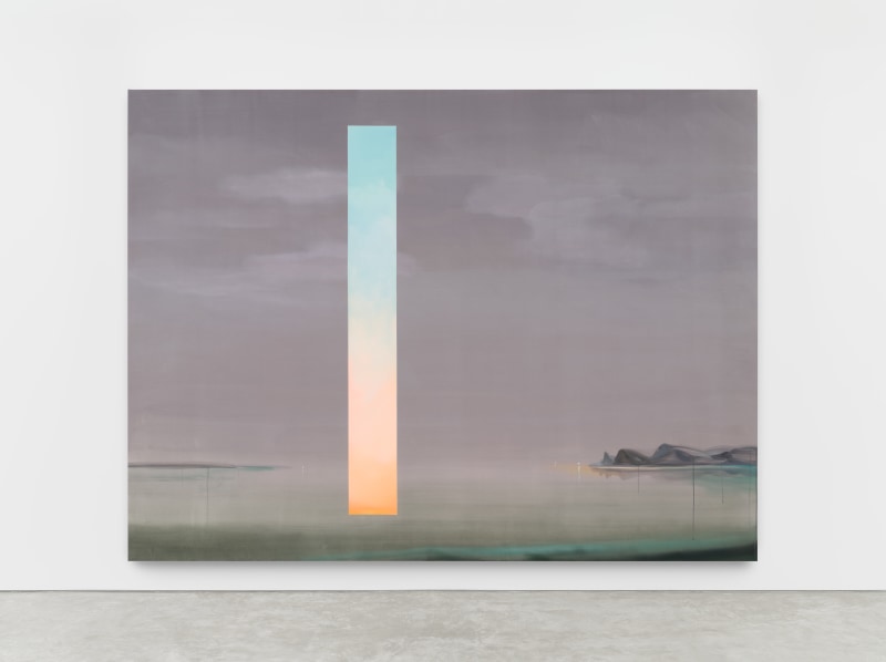Wanda Koop,&nbsp;&quot;Black Sea Portal - Sunset Orange&quot;, 2023,&nbsp;acrylic on canvas,&nbsp;119 1/2 x 159 1/2 in (303.5 x 405.1 cm)