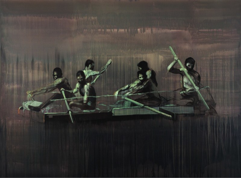 Claire Tabouret, &quot;Les Forces Contraires&quot;, 2013, acrylic on canvas, 66 x 98 in (170 x 250 cm)