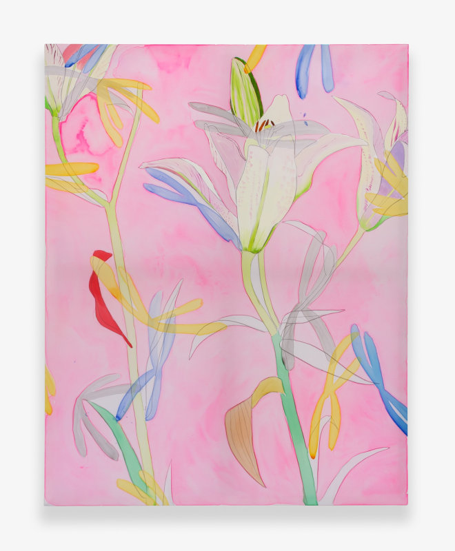 Paul Heyer, &quot;White Lily on Pink&quot;, 2015, oil and acrylic on polyester, 48 x 38 in (121.9 x 96.5 cm)