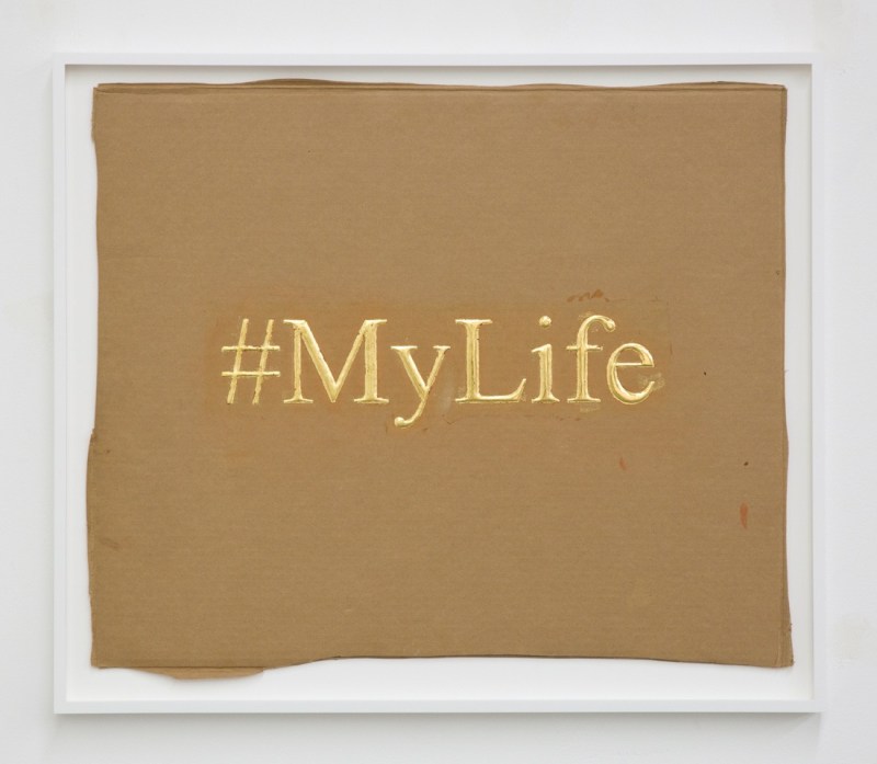 Christine Tien Wang, &quot;My Life,&quot; 2016, cardboard, gold leaf, 25 x 29 1/8 in (63.5 x 73.7 cm)