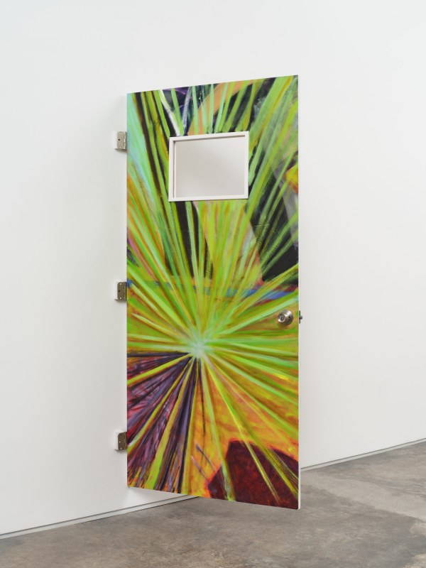 Marisa Takal, &quot;Green Light&quot;, 2025, oil on plexiglass and panel, 80 x 36 x 6 1/2 in (203.2 x 91.4 x 16.5 cm)