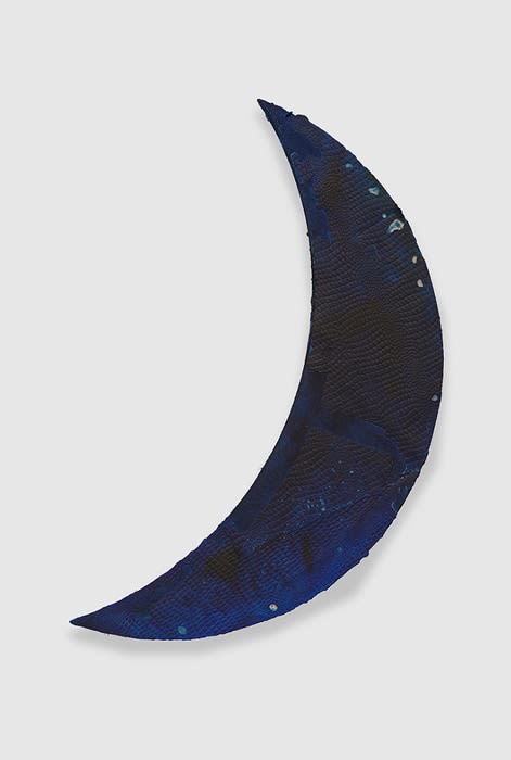 S Moon, 2015, wax and ink on canvas,&nbsp;41 x 21 in (105.4 x 53.4 cm)