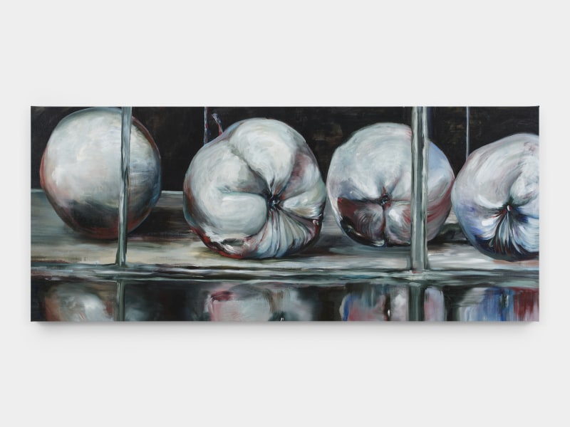 Connor Marie Stankard,&nbsp;&quot;Dad Apples&quot;, 2024,&nbsp;oil and acrylic on linen,&nbsp;33 x 78 in (83.8 x 198.1 cm)