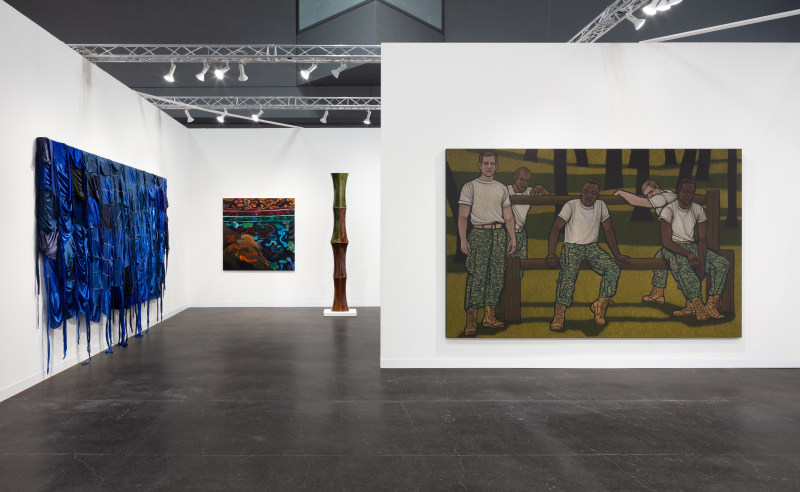 Anthony Olubunmi Akinbola, Amy Adler, Clare Woods and Barr&atilde;o, installation view, The Armory Show, New York, 2024