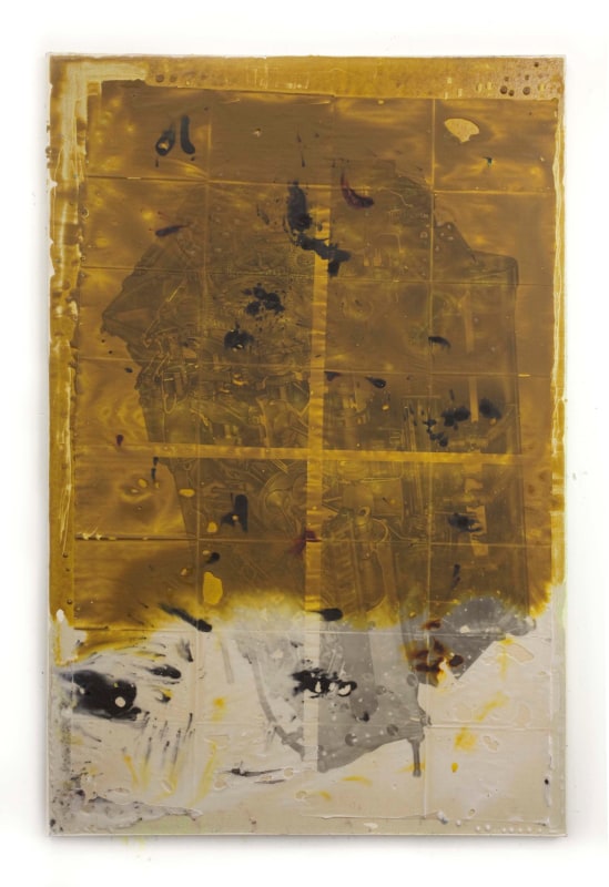 Bronze and Creme, 2013, wax and ink on canvas, 48 x 72 in (122 x 183 cm)
