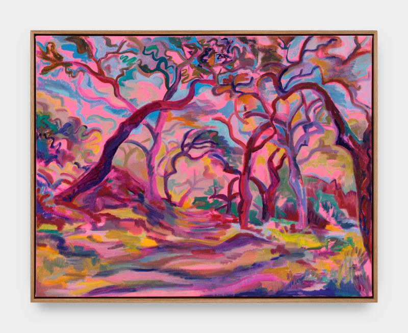 Mira Dancy, &quot;Gabrielino Canopy&quot;, 2025, acrylic and oil on canvas, 28 x 36 in (71.1 x 91.4 cm)