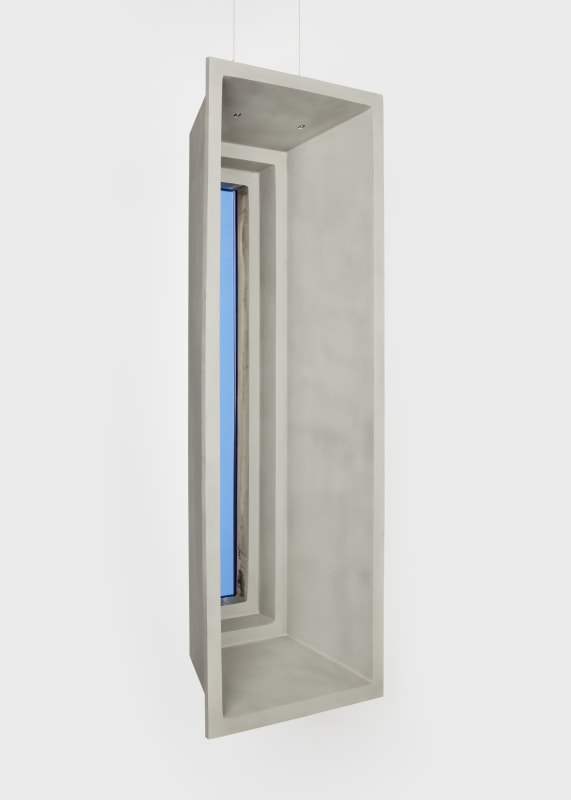 Carla Edwards, &quot;MDC Windows (No Tapping On Windows)&quot;, 2022, cast aluminum, laminated glass, 49 3/4 x 17 3/4 x 10 1/2 in (126.4 x 45.1 x 26.7 cm)