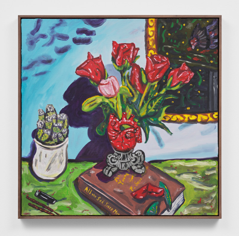 Marcel Alcal&aacute;, &quot;A Reflection Through Fresh Roses&quot;, 2023, oil on canvas, walnut frame, 30 x 30 in (76.2 x 76.2 cm)