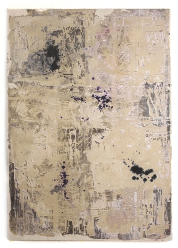 Grey Purple Creme, 2013, wax and ink on canvas, 48 x 72 in (123 x 183 cm)