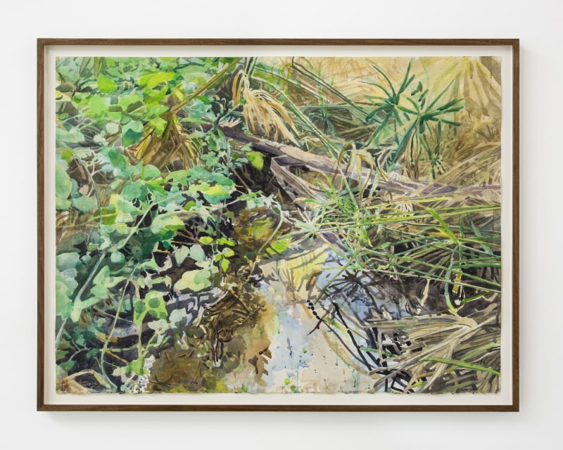 Sterling Wells, &quot;Cold Feet (Arroyo Seco Site), 2020, watercolor on paper, 28 3/4 x 37 in (73 x 94 cm)