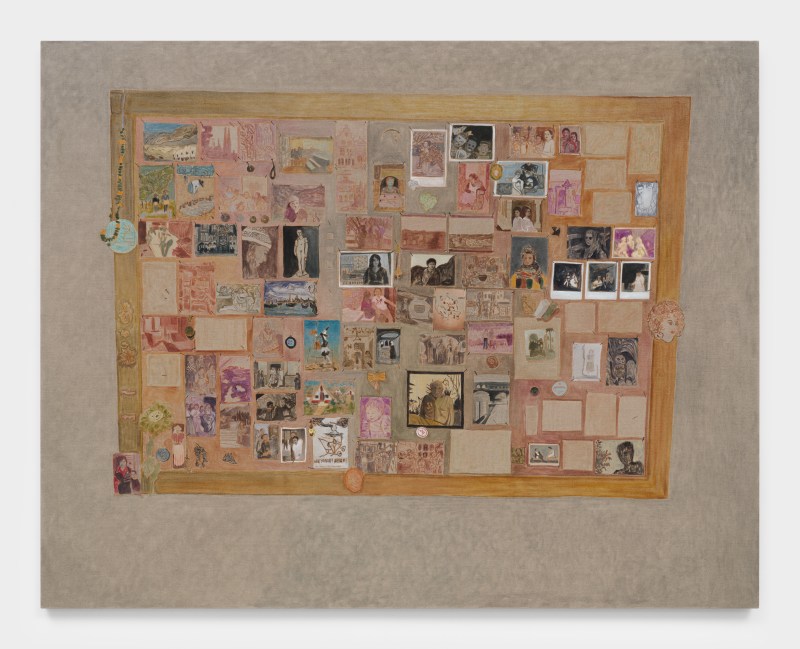 Isa's Wall of Photographs, 2023, oil on linen,&nbsp;65 x 80 in (165.1 x 203.2 cm)