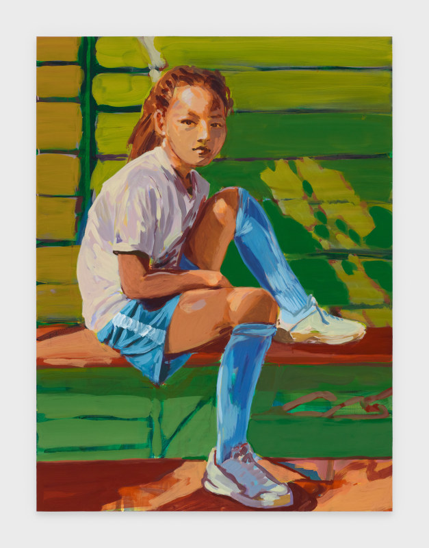 Claire Tabouret, &quot;Terin in her soccer outfit,&quot; 2020, acrylic on wood panel, 48 x 36 in (121.9 x 91.4 cm)