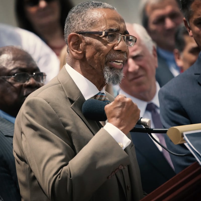 Representative Bobby L. Rush, along with other House members and activists, demanding an end to gun violence in Chicago at the Capitol in 2016.