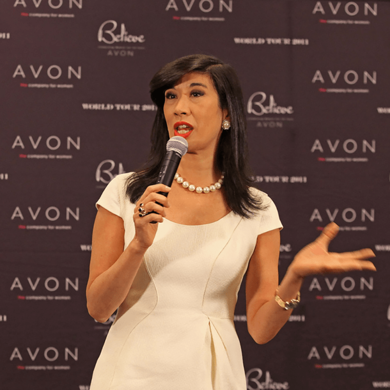 Andrea Jung speaking at the Avon Believe World Tour to celebrate the company&amp;#39;s 125th anniversary, 2011.&amp;nbsp;