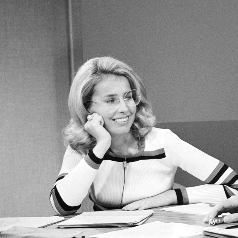 Sally Quinn one week into anchoring the&amp;nbsp;CBS Morning News,&amp;nbsp;August 13, 1973. She was the&amp;nbsp;first female network anchor in the United States.