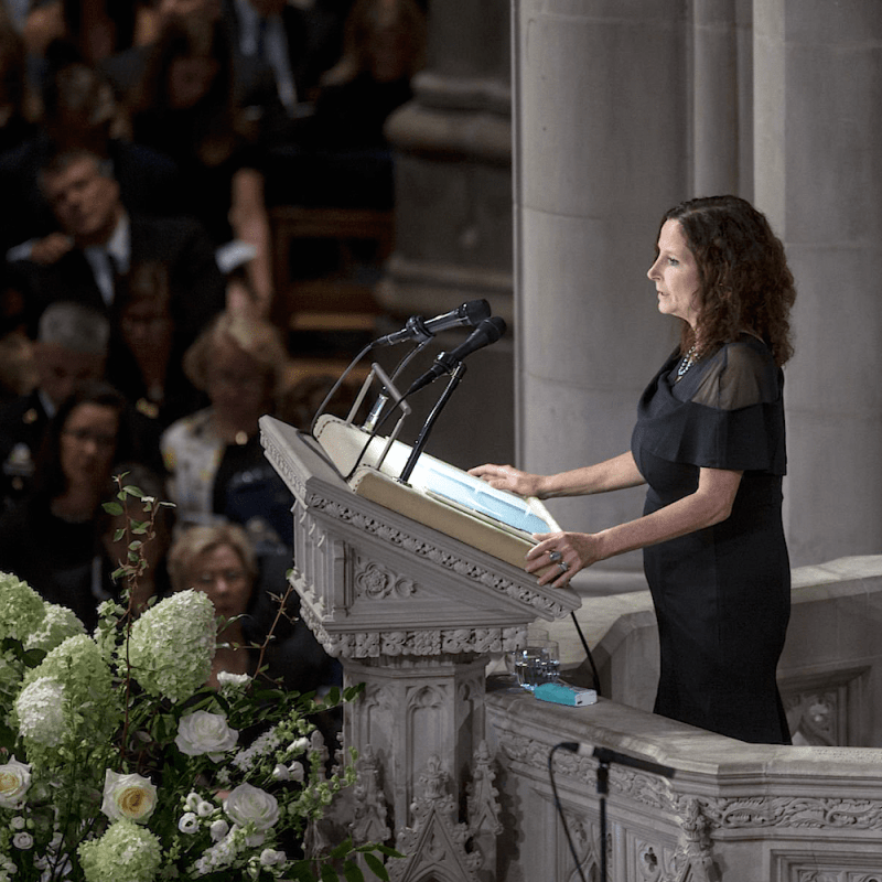 Sidney McCain, daughter of late Senator John McCain, speaks during a memorial service for her father at Washington National Cathedral in Washington, D.C.