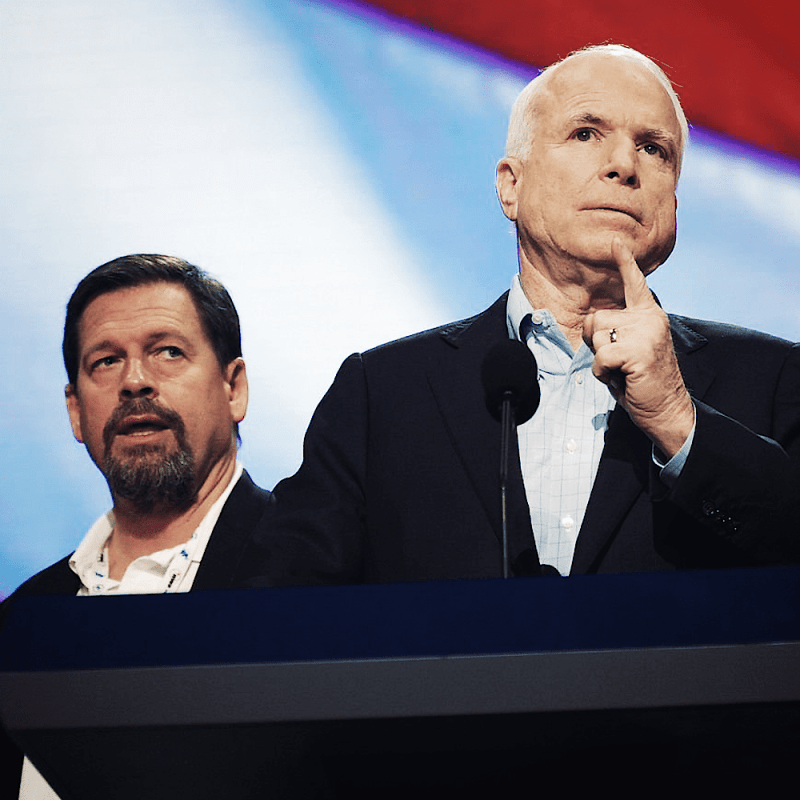 U.S. Republican presidential candidate Arizona Senator John McCain and senior advisor

Mark Salter during a walk-through at the 2008 Republican National Convention (RNC).