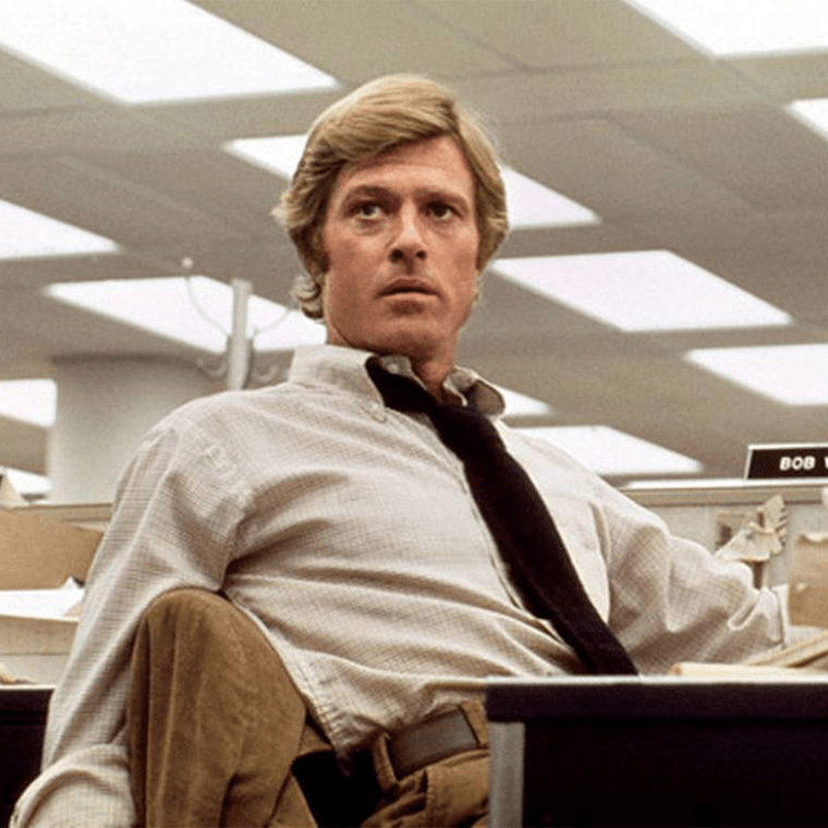 Robert Redford as&amp;nbsp;reporter Bob Woodward in the 1976 film&amp;nbsp;All the President&amp;#39;s Men.