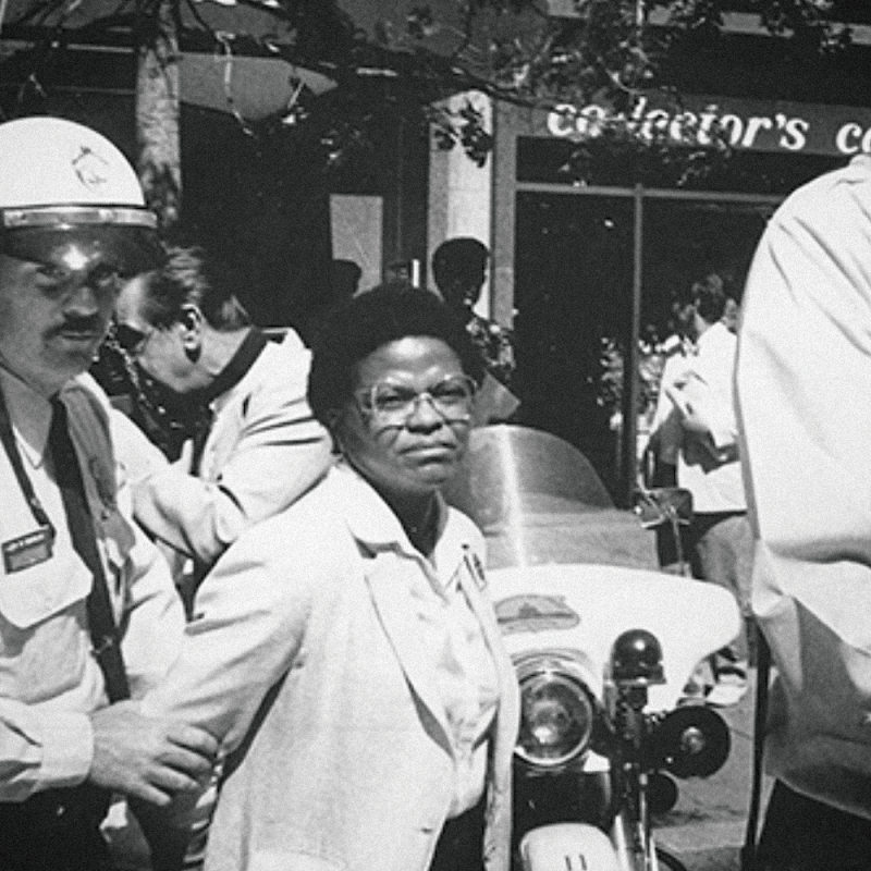 Mary Frances Berry was arrested outside the South African Embassy in Washington, D.C.,

for protesting against the apartheid government&amp;#39;s treatment of blacks. 1984.