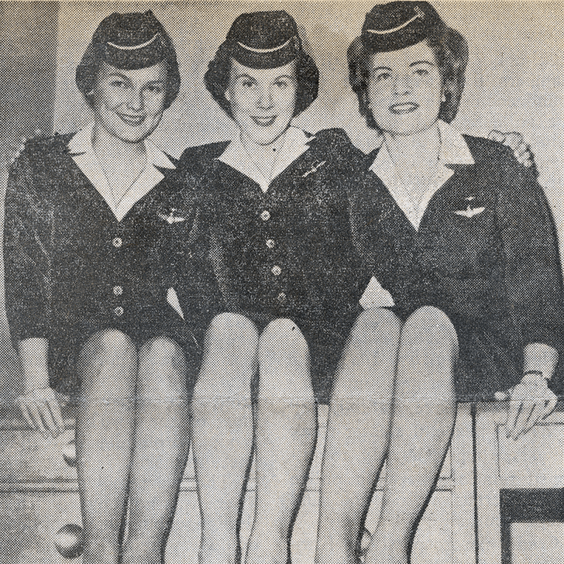 Barbara &amp;quot;Dusty&amp;quot; Roads (right) poses with fellow flight attendants fighing against the airline industry&amp;#39;s age discrimination, April 18, 1963.&amp;nbsp;