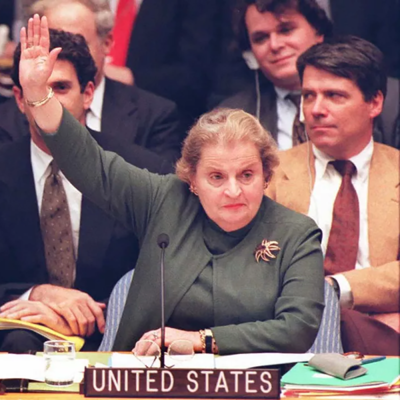 Madeleine Albright votes in the UN Security Council in New York, November 22, 1995.