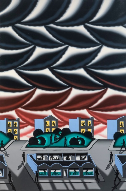 Painting by Roger Brown titled City Nights from 1978