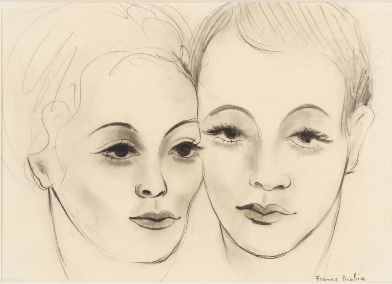 Francis Picabia, &ldquo;Deux t&ecirc;tes de jeunes femmes&rdquo;, ca. 1941-1942