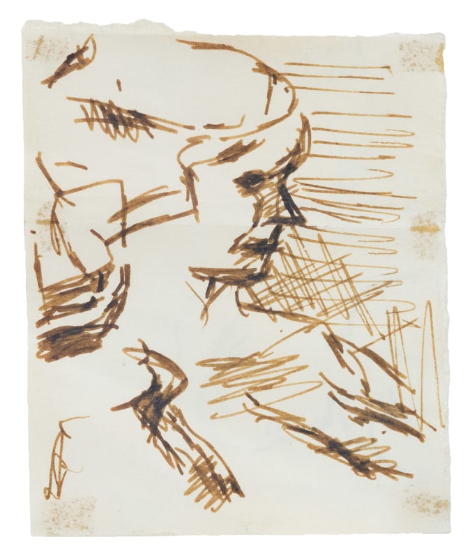 Frank Auerbach, “Drawing of E.O.W. Looking into the Fire”, 1962