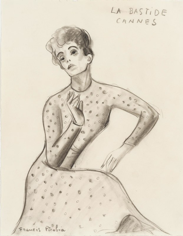 &ldquo;Femme &agrave; la robe &agrave; pois&rdquo;, ca. 1922-1924, Charcoal on paper