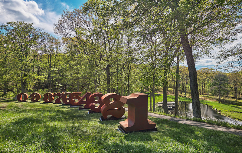 ONE Through ZERO (The Ten Numbers) (1980&amp;ndash;2003) installed at Glass House, New Canaan, Connecticut, 2017. Photo: Tom Powel Imaging