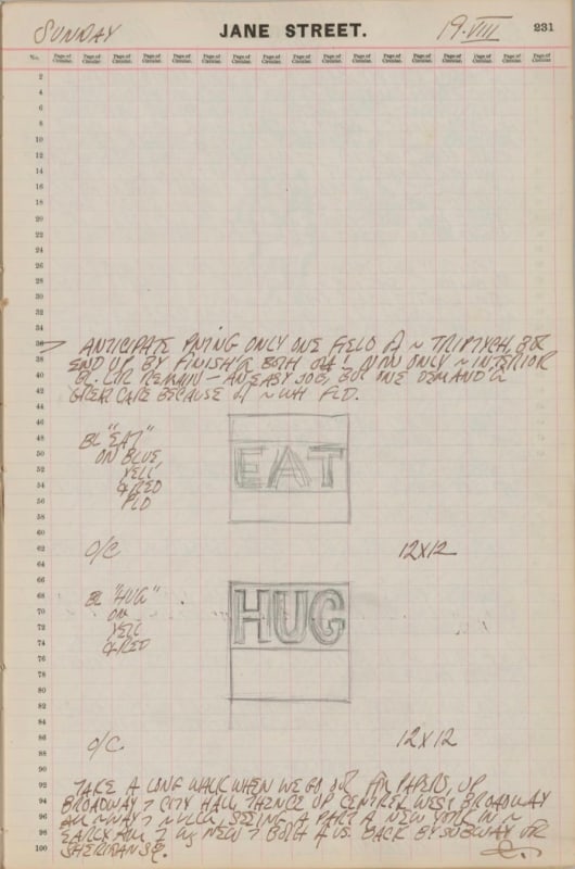 August 19, 1962 -  - Journals - Robert Indiana