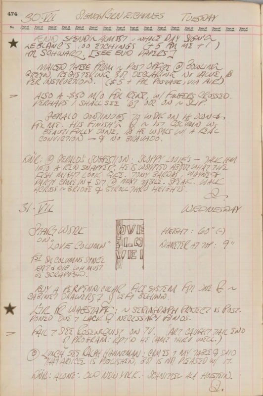 July 30–31, 1963 -  - Journals - Robert Indiana