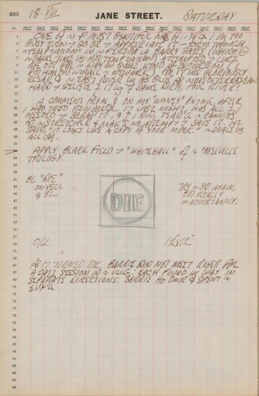 August 18, 1962 -  - Journals - Robert Indiana