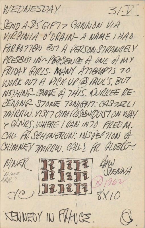 May 31, 1961 -  - Journals - Robert Indiana