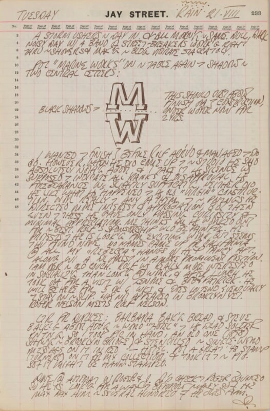 August 21, 1962 -  - Journals - Robert Indiana