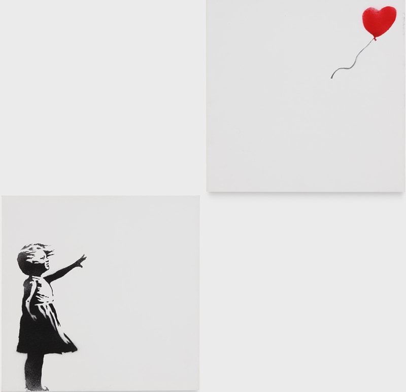 Banksy, Girl with Balloon, 2006. Acrylic and spray paint on canvas in two parts.

Photo: Courtesy of Pest Control Office.