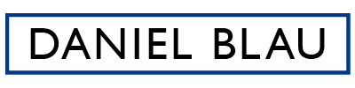 Daniel Blau logo with blue rectangle surrounding the text