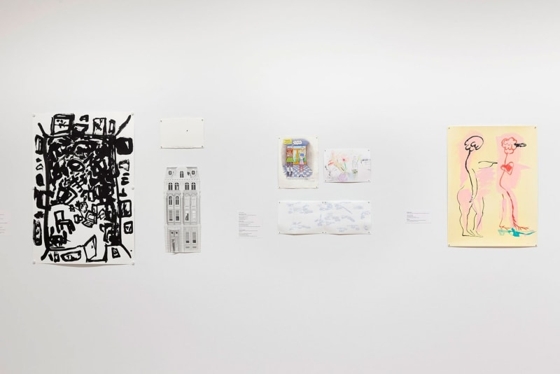 Installation view, 100 Drawings from Now, The Drawing Center, New York, 2020