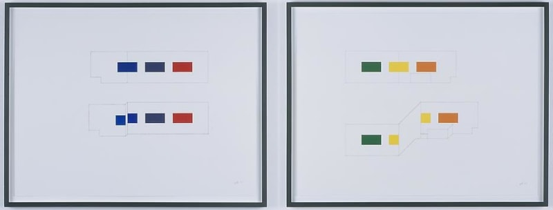 Morgan Fisher Drawing for Pendant Pair Paintings (orthographic and oblique)