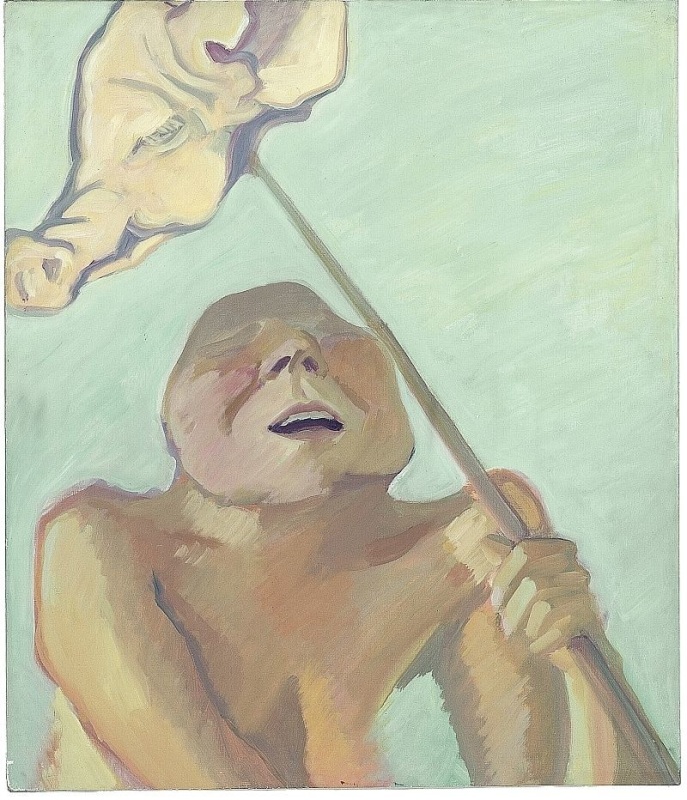 Selbstportrait mit Schwein, 1975, Oil on canvas