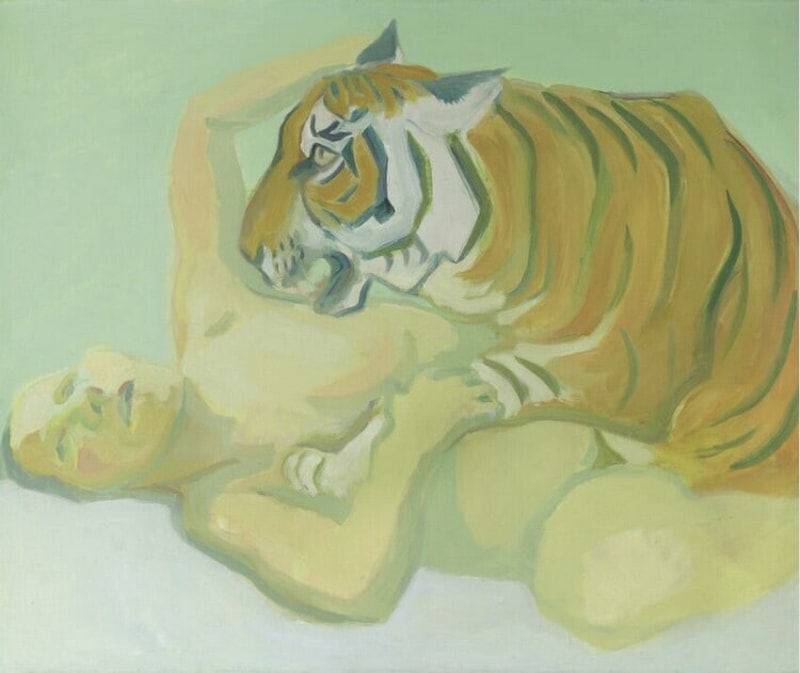 Mit einem Tiger schlafen, 1975, Oil on canvas