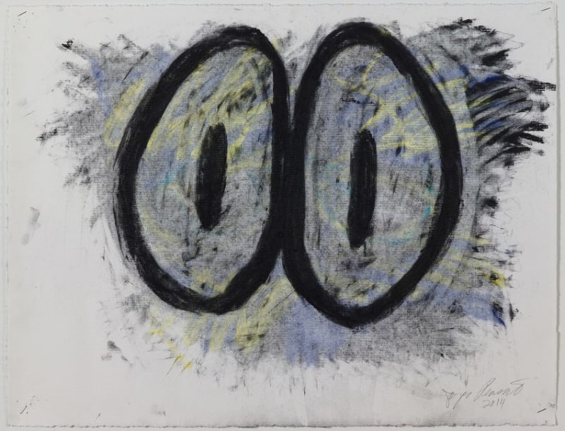 Joyce Pensato, OO Two, 2014, Charcoal and pastel on paper, 19 3/8 x 25 1/16 inches, 49.2 x 63.7 cm, Frame: 22 3/8 x 28 1/16 inches.&amp;nbsp;

&amp;copy; Joyce Pensato Foundation
