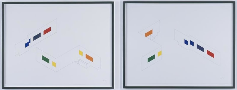 Morgan Fisher Drawing for Pendant Pair Paintings (isometric)(two parts)