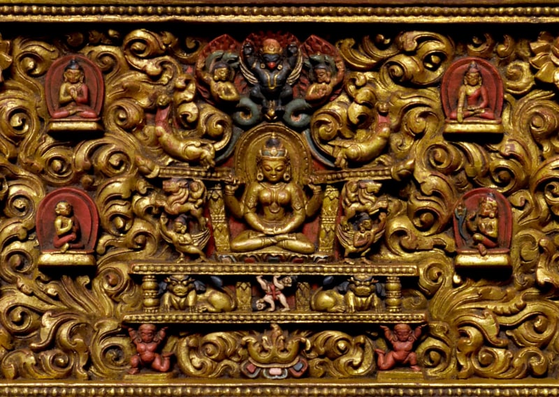 Detail of Tibetan wood book cover