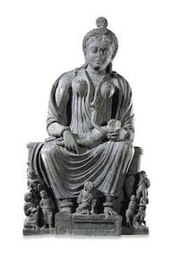Gandahran schist sculpture of seated Hariti from the British Museum