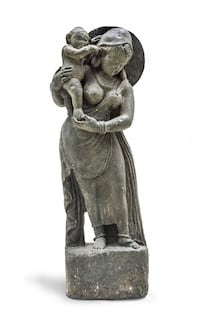 a sculpture of the Thanesar-Mahadev group of divine mothers in Rajasthan now in the LA County Museum