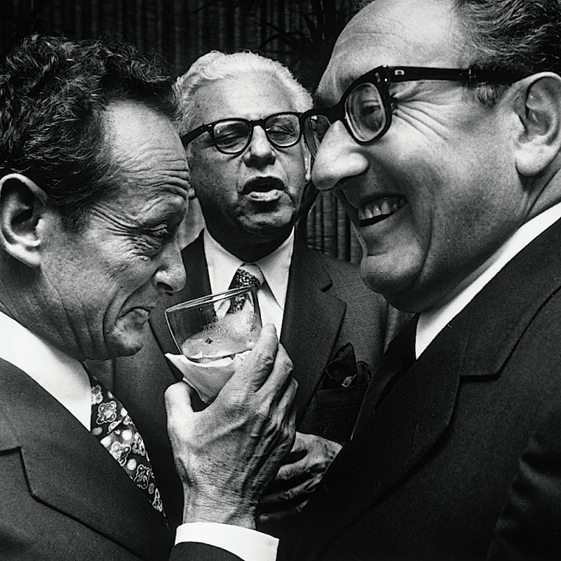 U.S. Secretary of State Henry A. Kissinger meets Minister of Foreign Affairs Yigal Allon of Israel in 1974.