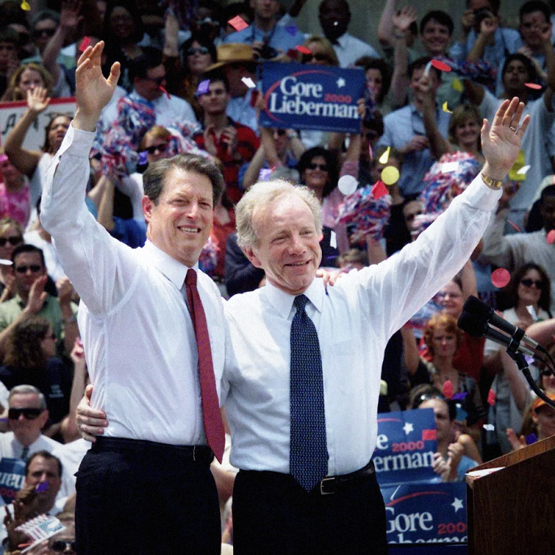 Vice President Al Gore, left, and Sen. Joseph Lieberman, formally announce that Lieberman would be Gore&amp;#39;s running mate for the 2000 presidential election.